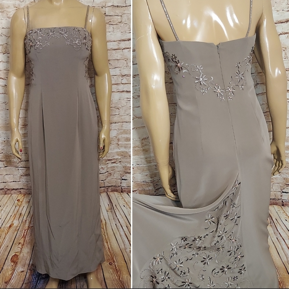 Jovani Jeweled Embroidered Floral Sleeveless Dress